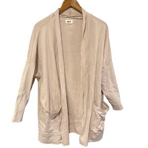 Pact airplane open front cardigan wrap natural beige cotton M/L shawl collar